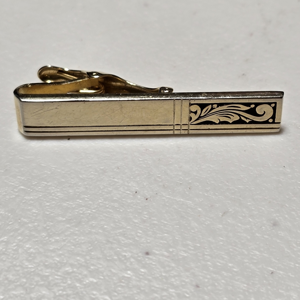 Scrolling Leaf Tie Clip Vintage Foster Tie Bar 18